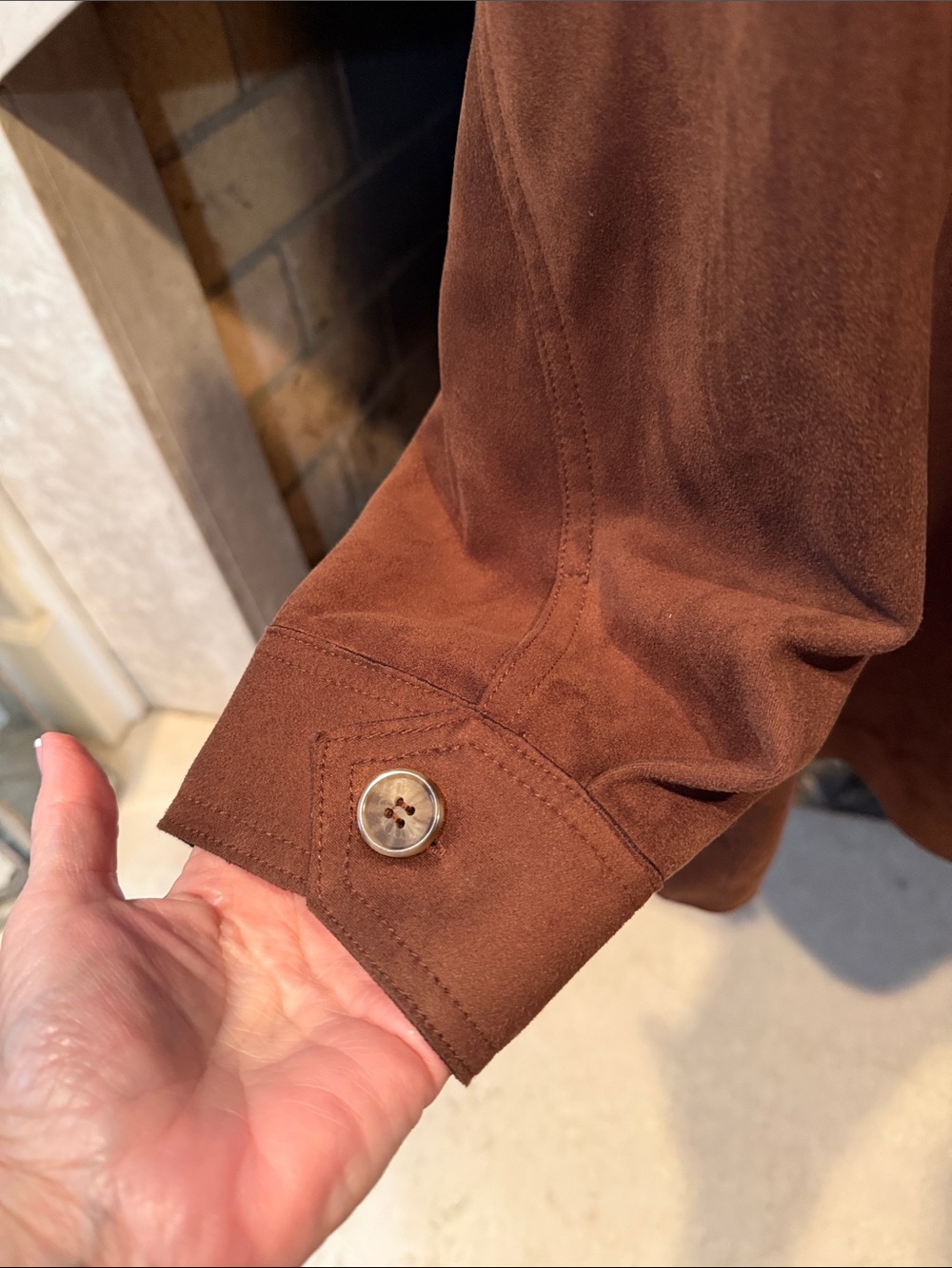 Ruby Rd. Suede Button-Front Jacket in Rust Brown - Picture 3 of 4
